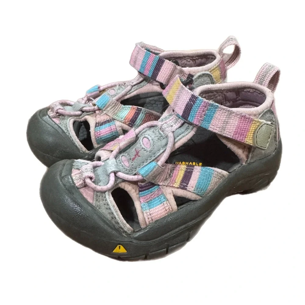KEEN Youth Venice H2 sandals Pink Blue Striped Water Shoes Size 8 US Toddler